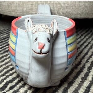 MudWorks Llama Ceramic Mug Handmade Animal Novelty Art Pottery Cup